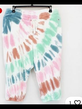 Lane Bryant Pastel Tie-Dye Capri Joggers in Mint, Pink & Rust